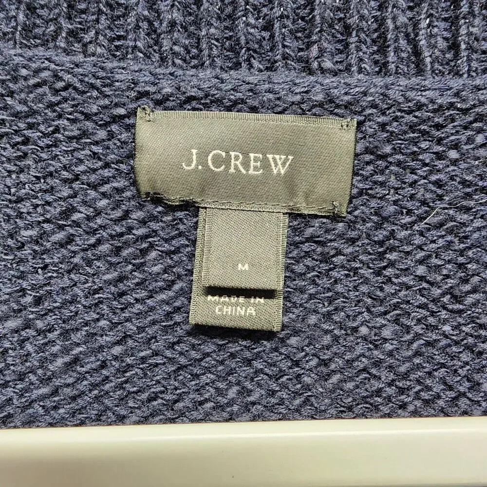 J.Crew Mens Pullover Sweater Size M Dark Blue 100% Cotton Preppy Classic Dad